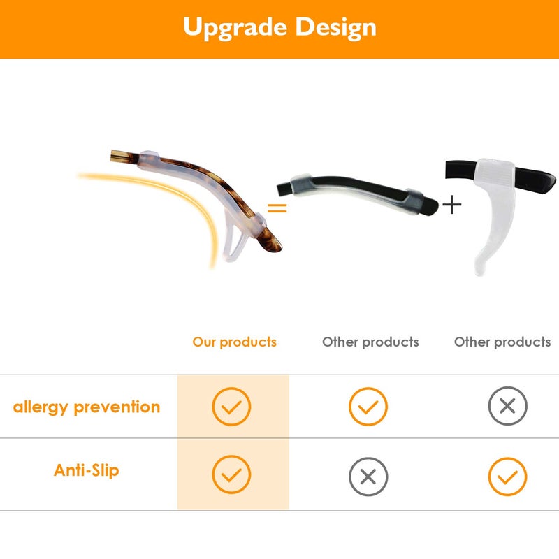 SMARTTOP Eyeglasses Ear Grips Sleeve-Upgrade anti-slip Silicone Eyeglasses Temple Tips Sleeve Retainer-Sleeve with Hook design-Soft and comfort Glasses Ear hooks 6Pairs (WHITE) - Image 2